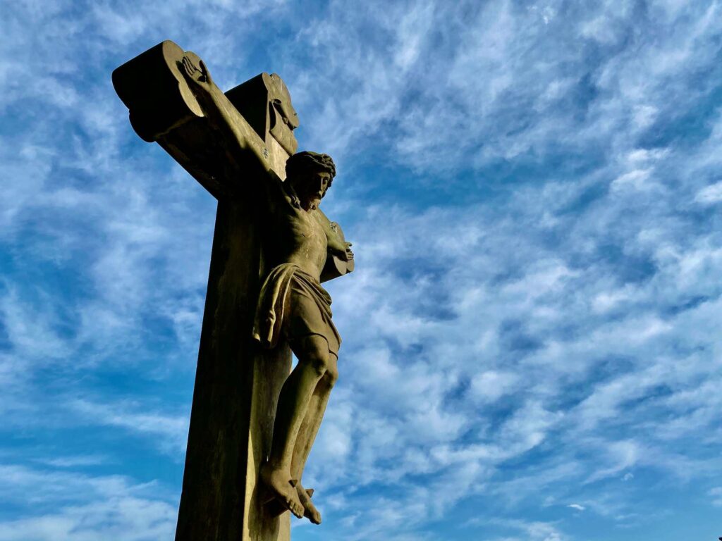 Jesus faithfully hanging on the cross of Calvary.